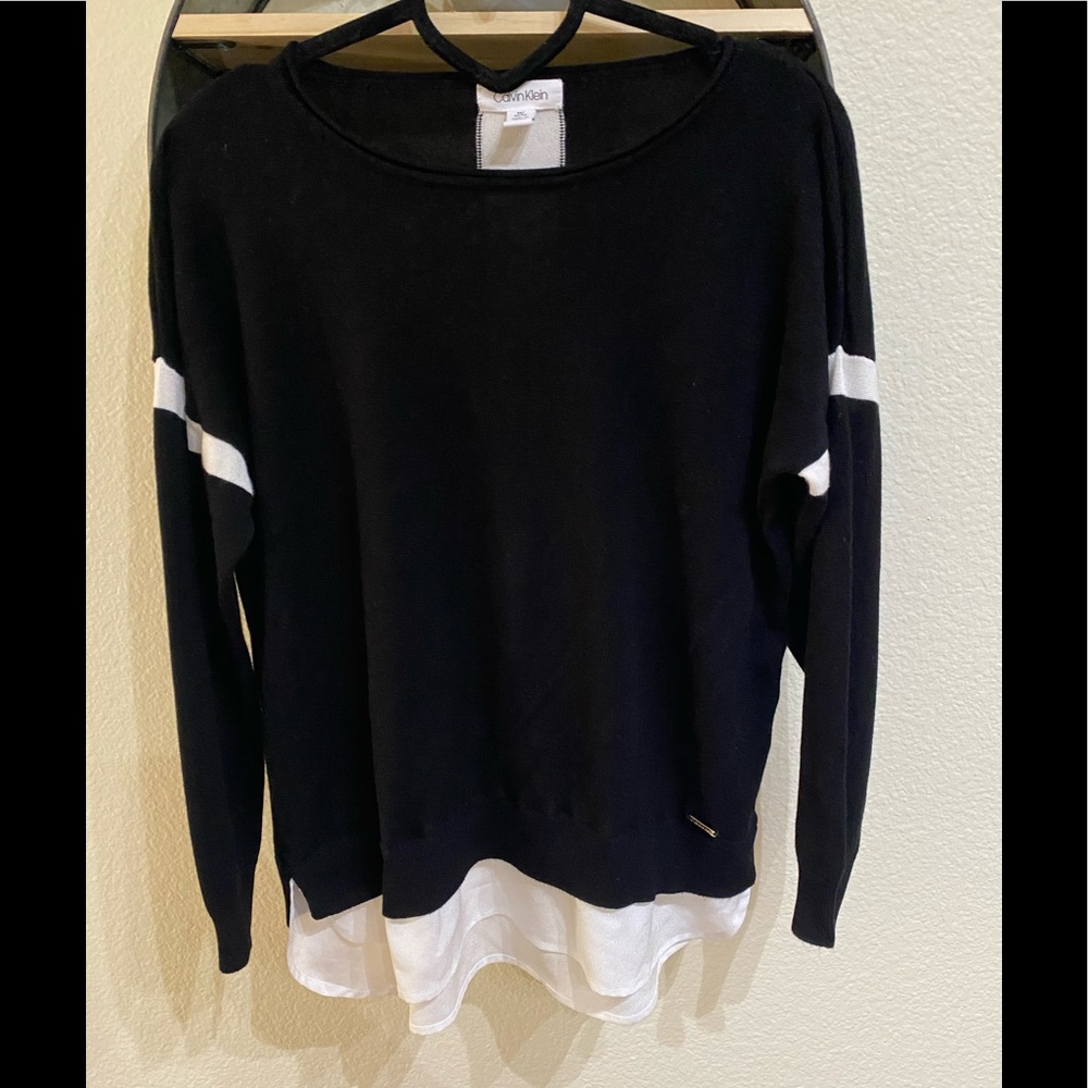 Calvin Klein black and white crew neck sweater